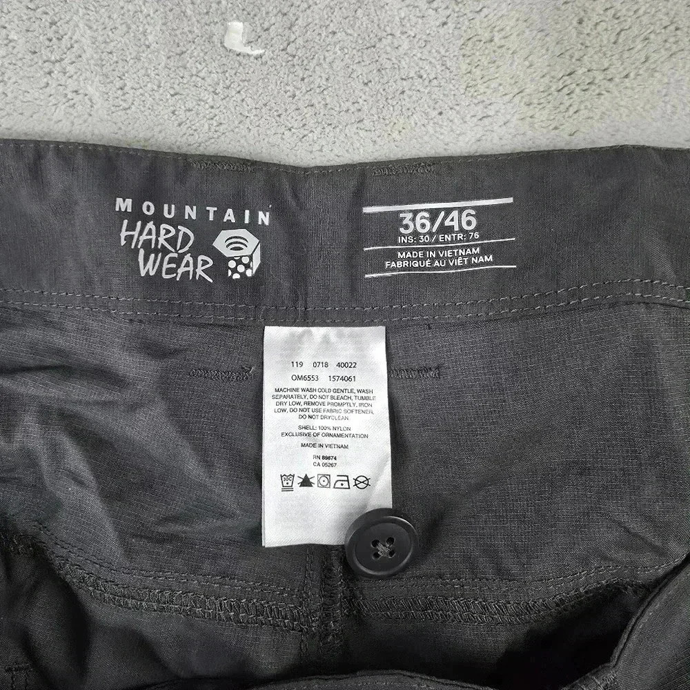 5Mountain Hardwear Pants Mens 36x30 Gray BASIN TREK Convertible Stretch Hiking - Picture 7 of 10